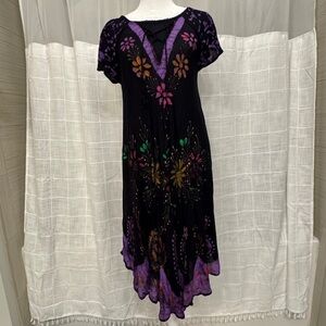Elegant Asymmetrical Black and Purple Dress